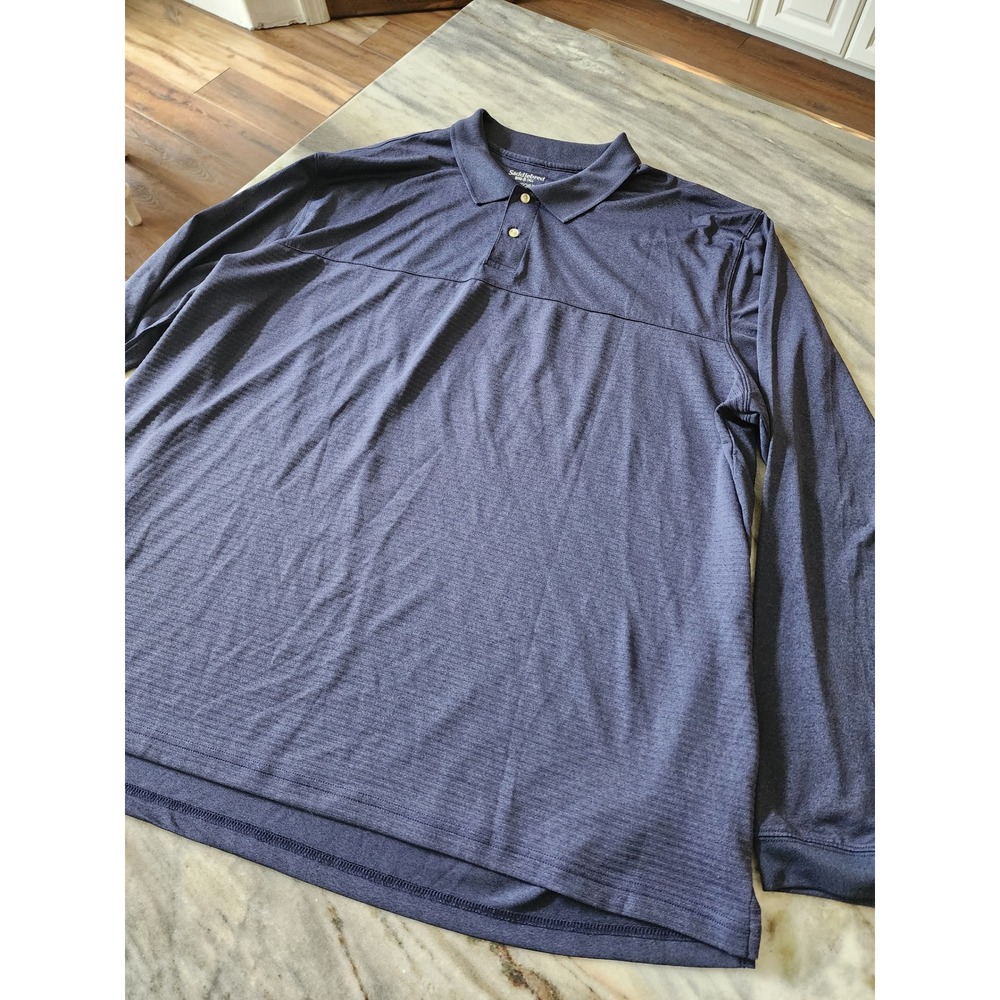 Saddlebred Mens 3XLT‎ Blue Heather Long Sleeve Comfort Performance Polo Shirt
